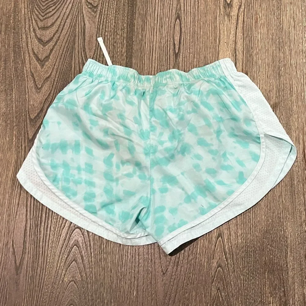 Nike Dri-Fit Tempo Printed Running Shorts Elastic Waist Lined Turquoise Medium